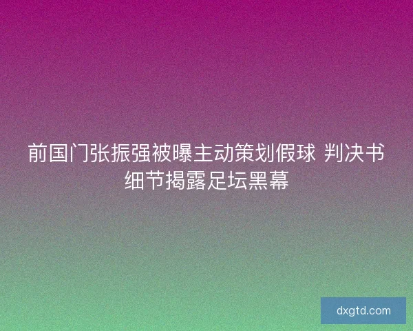前国门张振强被曝主动策划假球 判决书细节揭露足坛黑幕
