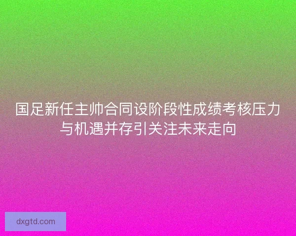 国足新任主帅合同设阶段性成绩考核压力与机遇并存引关注未来走向